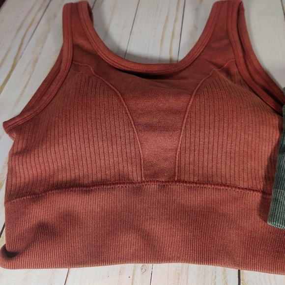 2 fall color sports bra size small in orange and green - Picture 2 of 7